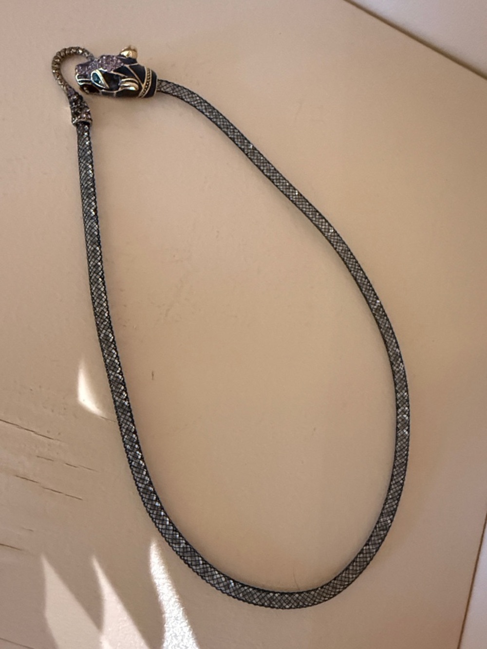 Gold-Tone Black and Purple Snake Pendant Necklace - Picture 4 of 4